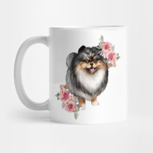 Blue Pomeranian Puppy Dog Watercolor Art Mug